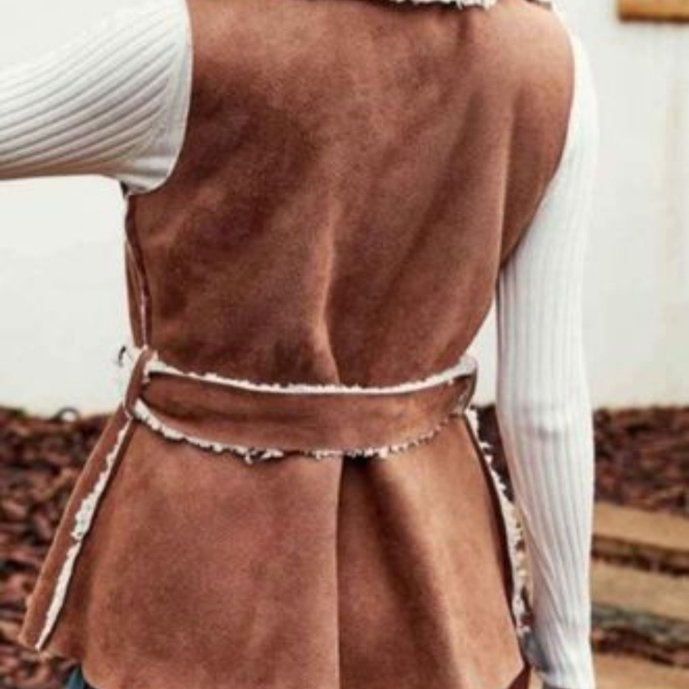 Faux Suede Vest Jacket